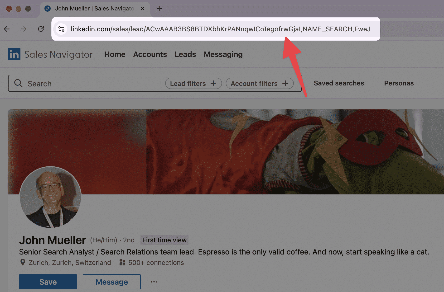 Sales Navigator URL Converter tool interface