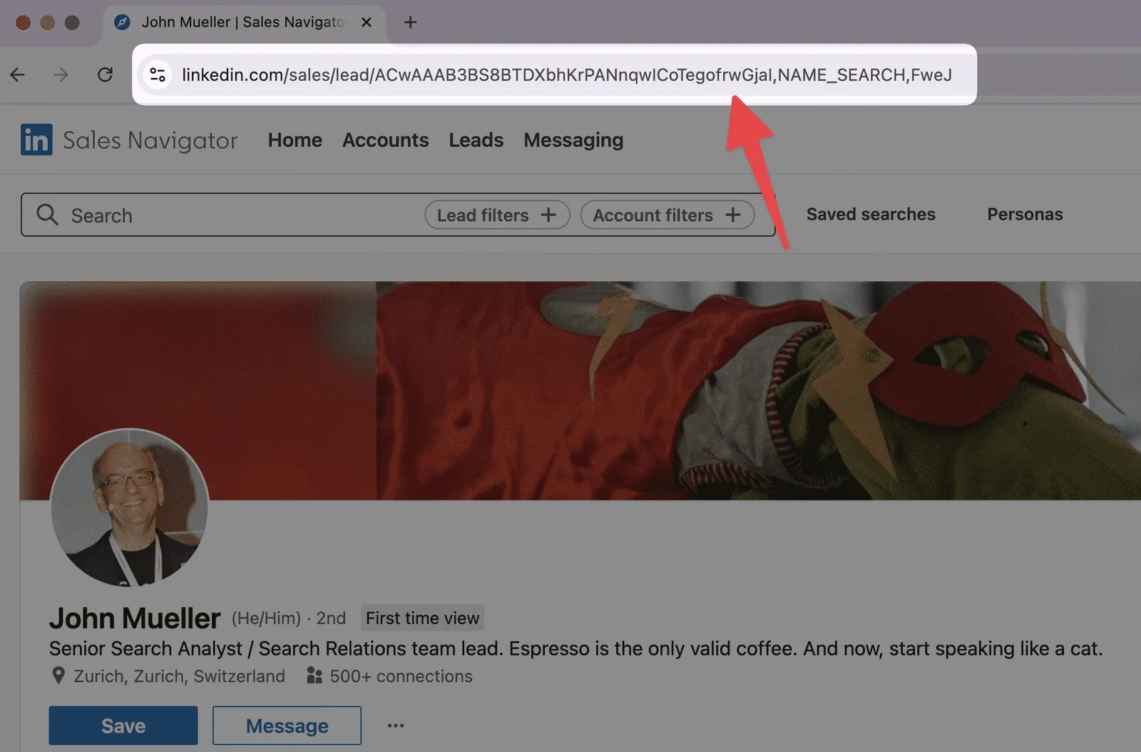 Sales Navigator URL Converter tool interface